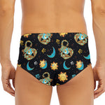 Cute Cartoon Scorpio Pattern Print Men's Triangle Swim Briefs