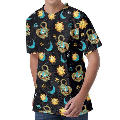 Cute Cartoon Scorpio Pattern Print Men's Velvet T-Shirt