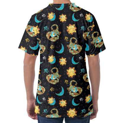 Cute Cartoon Scorpio Pattern Print Men's Velvet T-Shirt