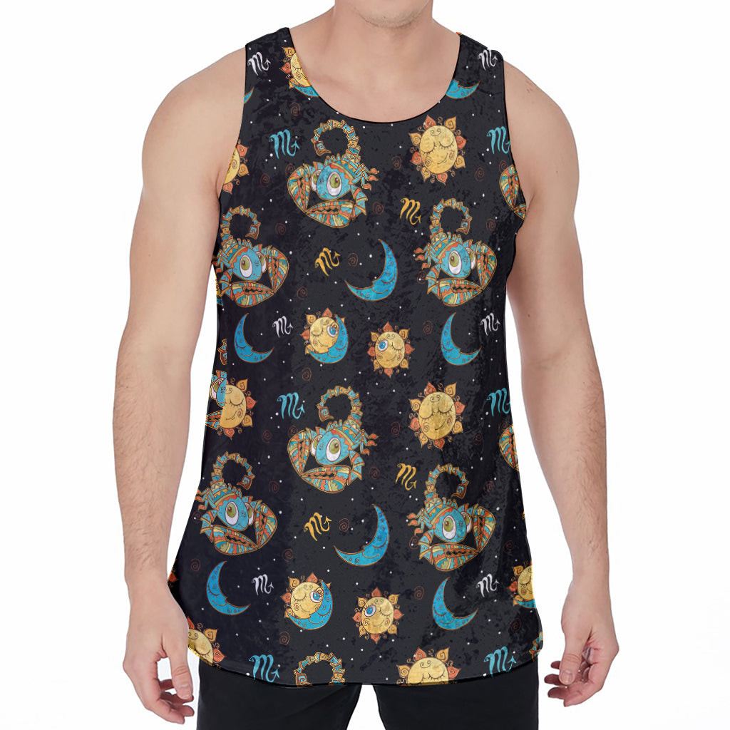 Cute Cartoon Scorpio Pattern Print Men's Velvet Tank Top