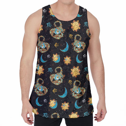 Cute Cartoon Scorpio Pattern Print Men's Velvet Tank Top