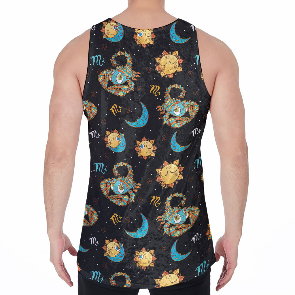 Cute Cartoon Scorpio Pattern Print Men's Velvet Tank Top