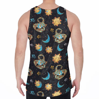Cute Cartoon Scorpio Pattern Print Men's Velvet Tank Top