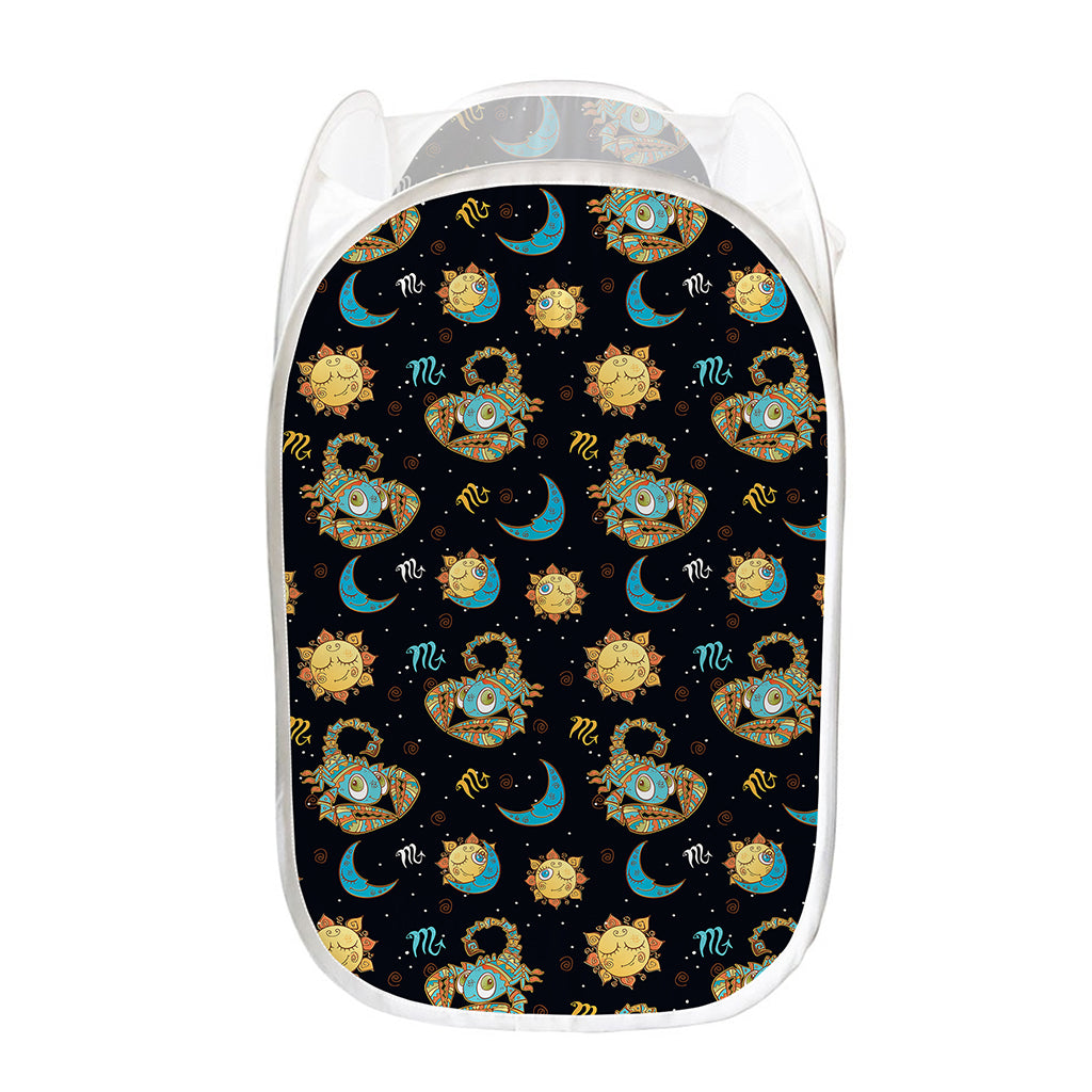 Cute Cartoon Scorpio Pattern Print Mesh Laundry Hamper