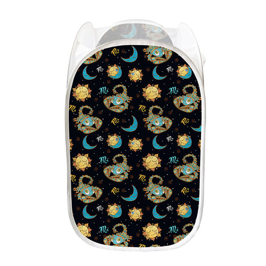 Cute Cartoon Scorpio Pattern Print Mesh Laundry Hamper