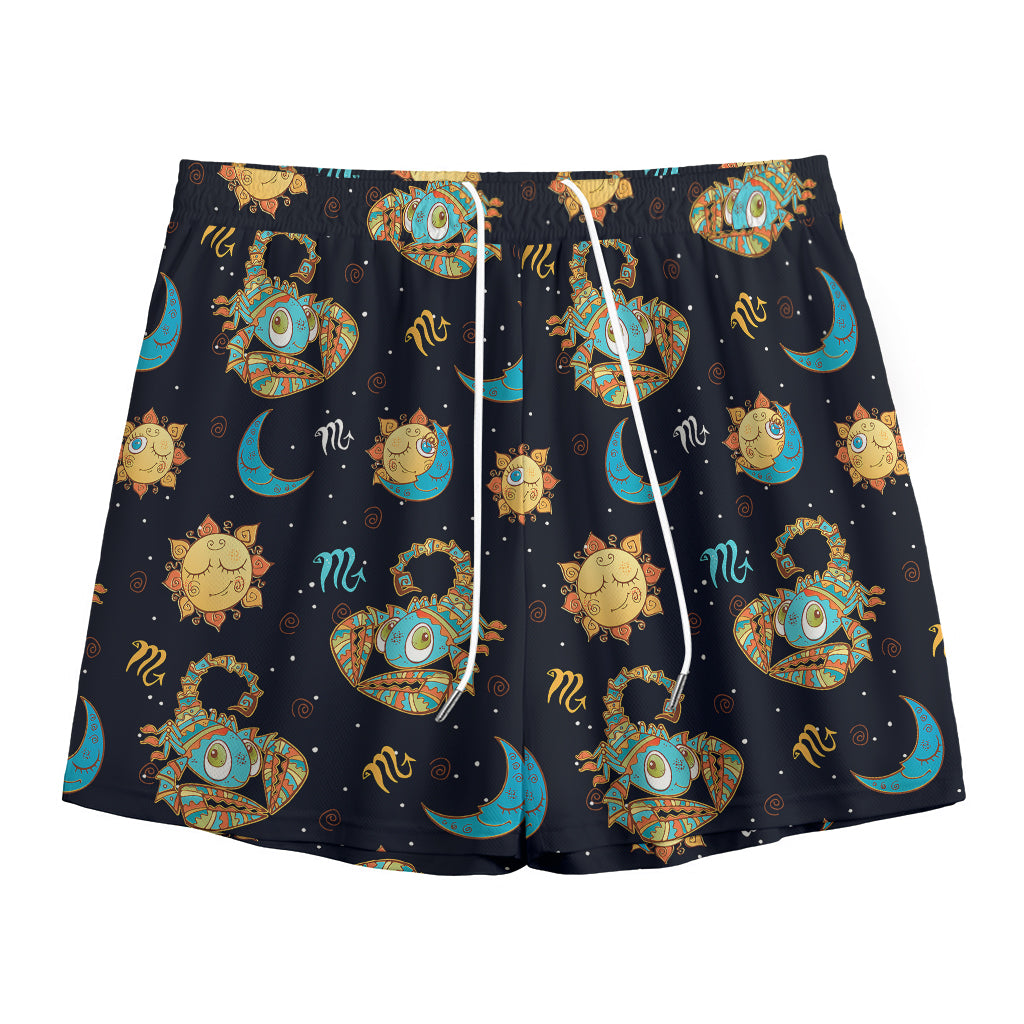 Cute Cartoon Scorpio Pattern Print Mesh Shorts