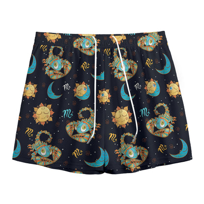 Cute Cartoon Scorpio Pattern Print Mesh Shorts