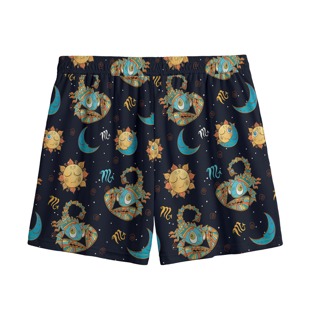Cute Cartoon Scorpio Pattern Print Mesh Shorts