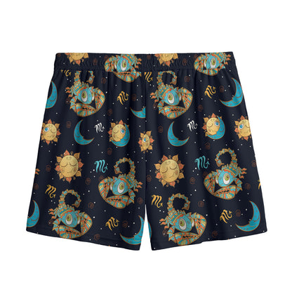 Cute Cartoon Scorpio Pattern Print Mesh Shorts