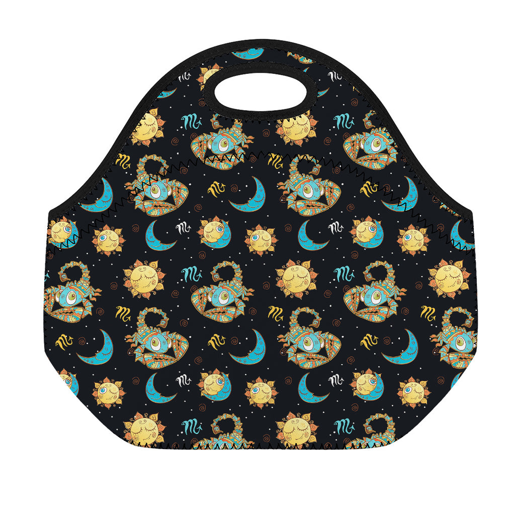 Cute Cartoon Scorpio Pattern Print Neoprene Lunch Bag