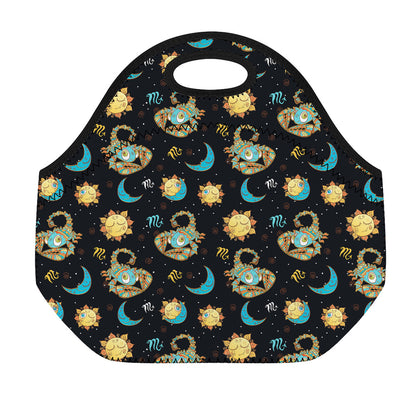 Cute Cartoon Scorpio Pattern Print Neoprene Lunch Bag