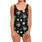 Cute Cartoon Scorpio Pattern Print One Piece Swimsuit