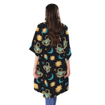 Cute Cartoon Scorpio Pattern Print Open Front Beach Cover Up