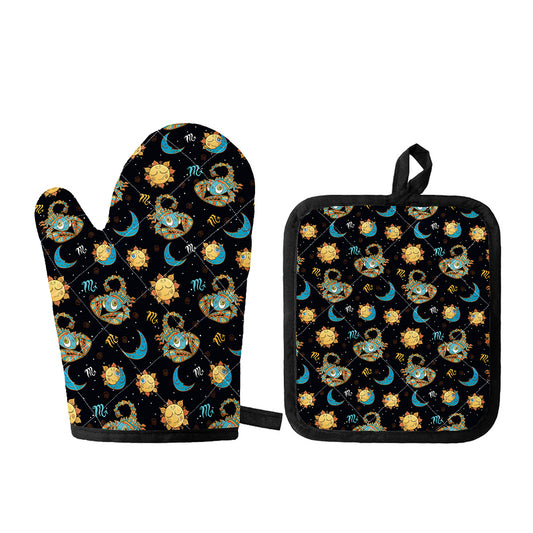 Cute Cartoon Scorpio Pattern Print Oven Mitt And Pot Holder Set