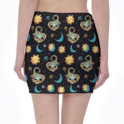 Cute Cartoon Scorpio Pattern Print Pencil Mini Skirt