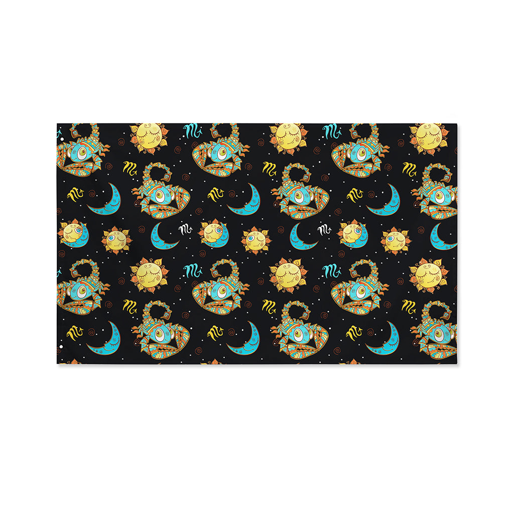 Cute Cartoon Scorpio Pattern Print Polyester Flag