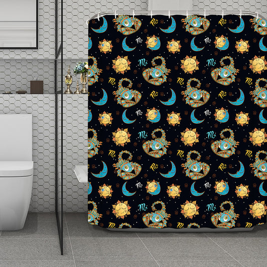 Cute Cartoon Scorpio Pattern Print Polyester Shower Curtain