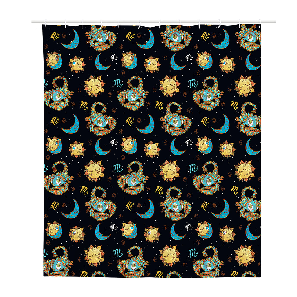 Cute Cartoon Scorpio Pattern Print Polyester Shower Curtain
