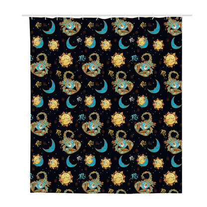 Cute Cartoon Scorpio Pattern Print Polyester Shower Curtain