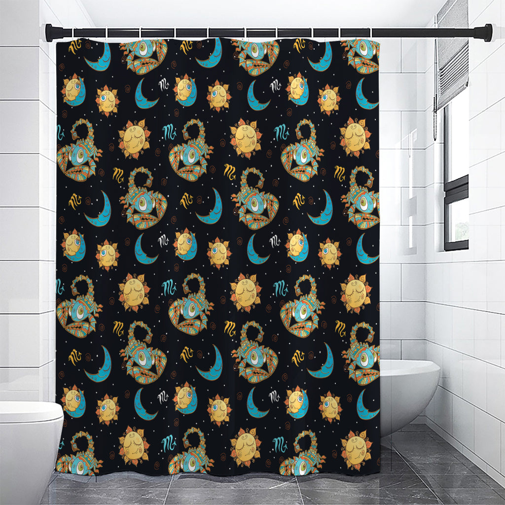 Cute Cartoon Scorpio Pattern Print Premium Shower Curtain