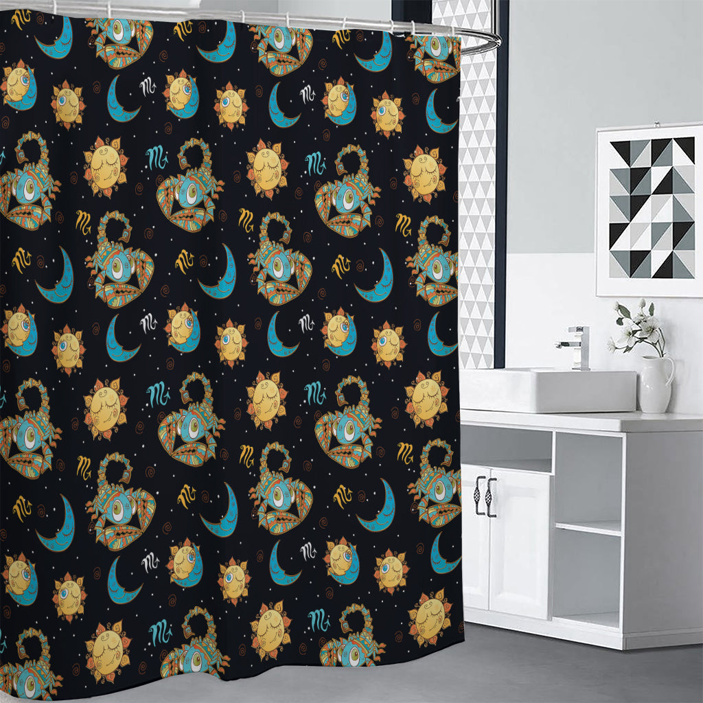 Cute Cartoon Scorpio Pattern Print Premium Shower Curtain