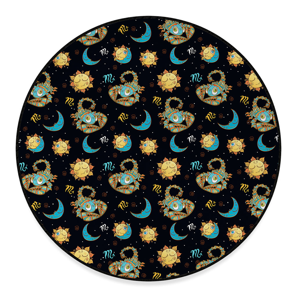 Cute Cartoon Scorpio Pattern Print Round Floor Mat