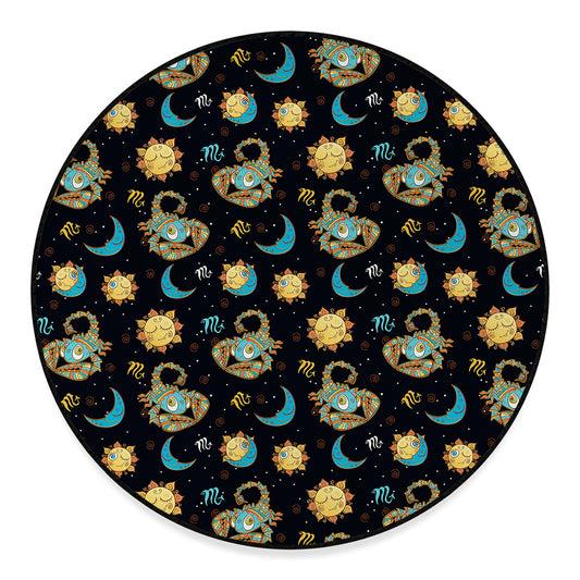 Cute Cartoon Scorpio Pattern Print Round Floor Mat