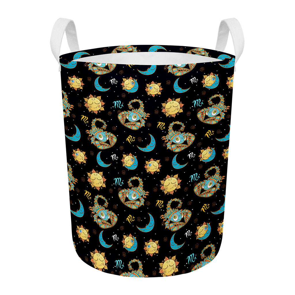 Cute Cartoon Scorpio Pattern Print Round Laundry Basket