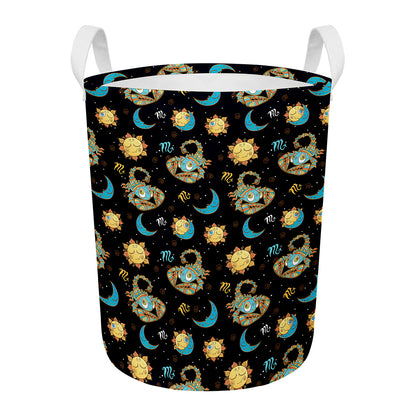 Cute Cartoon Scorpio Pattern Print Round Laundry Basket