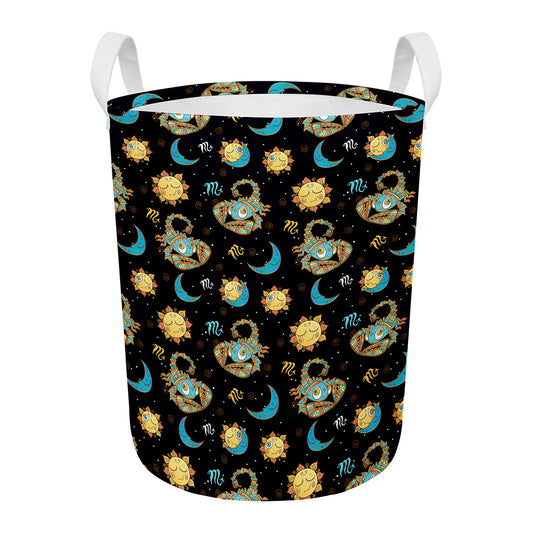 Cute Cartoon Scorpio Pattern Print Round Laundry Basket