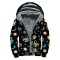 Cute Cartoon Scorpio Pattern Print Sherpa Lined Zip Up Hoodie