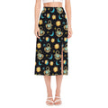 Cute Cartoon Scorpio Pattern Print Side Slit Midi Skirt