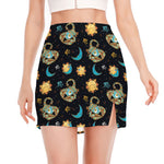 Cute Cartoon Scorpio Pattern Print Side Slit Mini Skirt