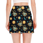 Cute Cartoon Scorpio Pattern Print Side Slit Mini Skirt