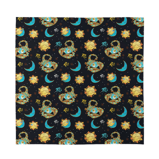 Cute Cartoon Scorpio Pattern Print Silk Bandana