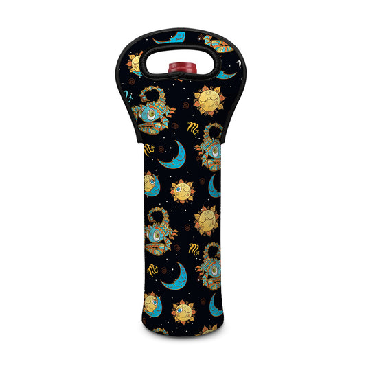 Cute Cartoon Scorpio Pattern Print Single Neoprene Wine Tote