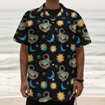 Cute Cartoon Scorpio Pattern Print Textured Short Sleeve Shirt