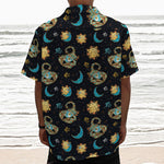 Cute Cartoon Scorpio Pattern Print Textured Short Sleeve Shirt