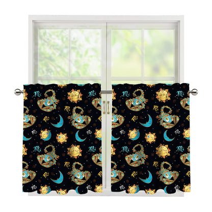 Cute Cartoon Scorpio Pattern Print Tier Curtains