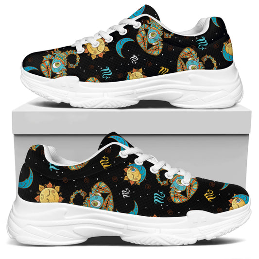Cute Cartoon Scorpio Pattern Print White Chunky Shoes
