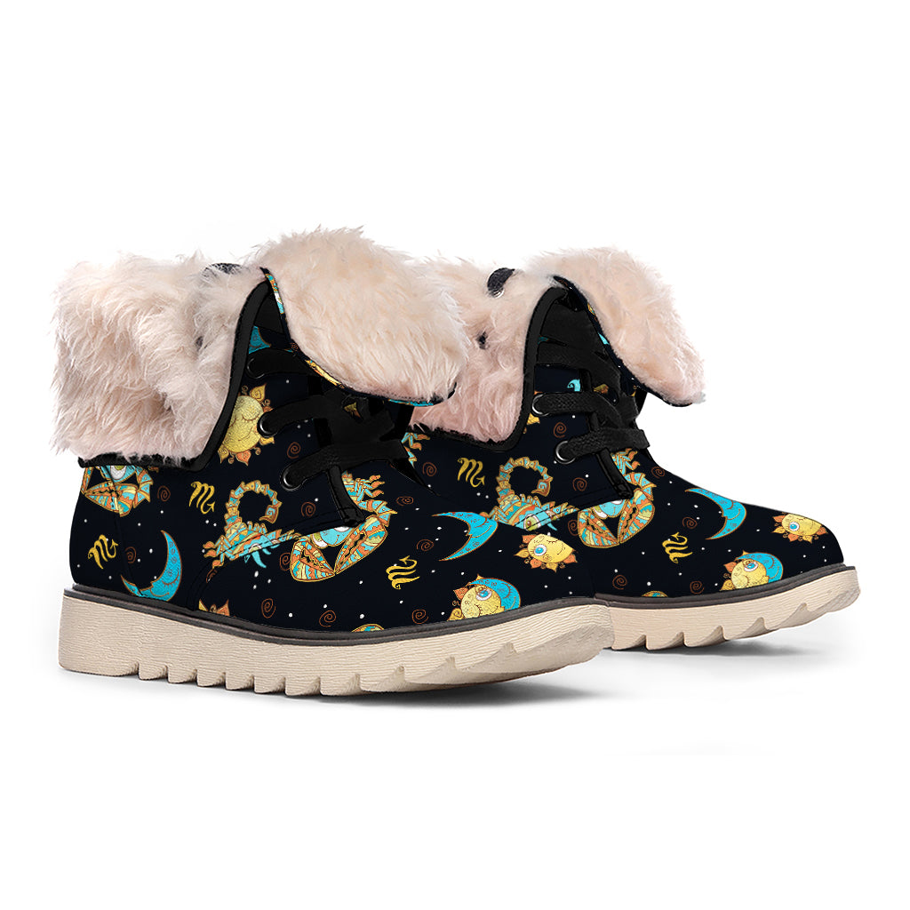 Cute Cartoon Scorpio Pattern Print Winter Boots