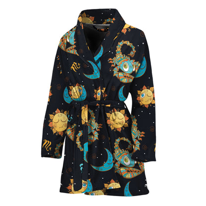 Cute Cartoon Scorpio Pattern Print Women's Bathrobe