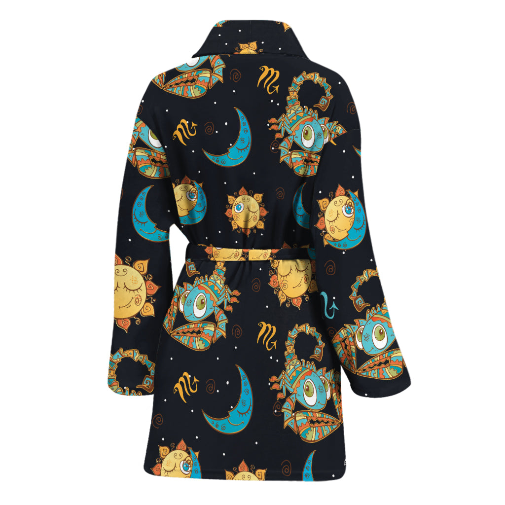 Cute Cartoon Scorpio Pattern Print Women's Bathrobe