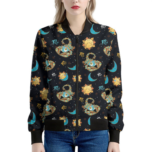 Cute Cartoon Scorpio Pattern Print Women's Bomber Jacket