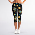 Cute Cartoon Scorpio Pattern Print Women's Capri Leggings
