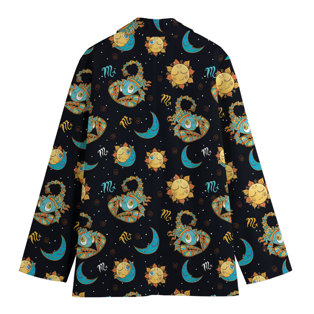 Cute Cartoon Scorpio Pattern Print Women's Cotton Blazer