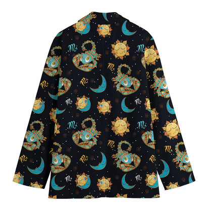 Cute Cartoon Scorpio Pattern Print Women's Cotton Blazer