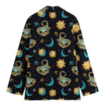 Cute Cartoon Scorpio Pattern Print Women's Cotton Blazer