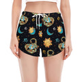 Cute Cartoon Scorpio Pattern Print Women's Split Running Shorts