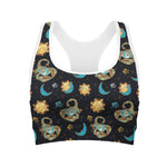 Cute Cartoon Scorpio Pattern Print Women's Sports Bra